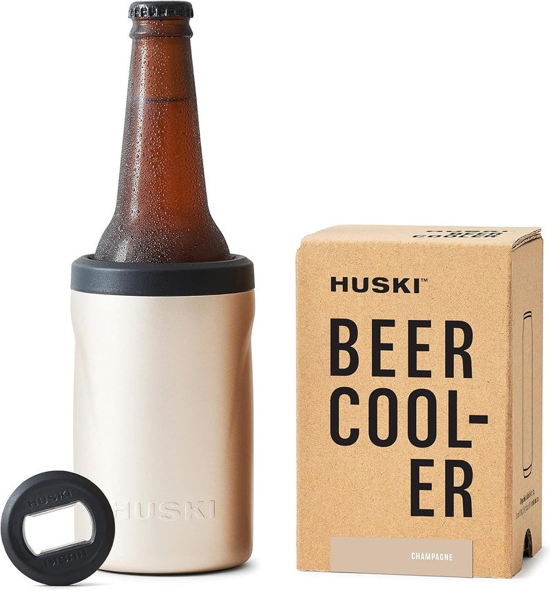 Huski Beer Cooler 2.0 | NEW | Premium Can and Bottle Holder | Triple Insulated Marine Grade Stainless Steel | Detachable 3-in-1 Opener | Works as a Tumbler | Best Gifts for Beer Lovers (Champagne) - Image 1
